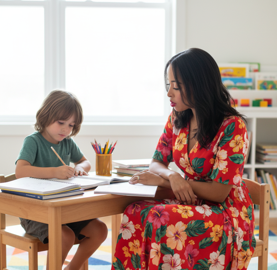 Close up of darker-skinned child smiling while solving a Rubik's cube